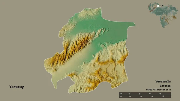 Forma Yaracuy Estado Venezuela Com Sua Capital Isolada Fundo Sólido — Fotografia de Stock