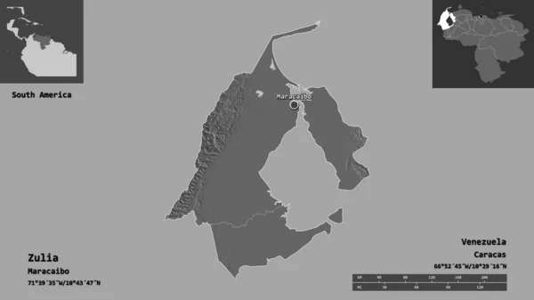Tvar Zulie Státu Venezuela Jeho Hlavního Města Měřítko Vzdálenosti Náhledy — Stock fotografie