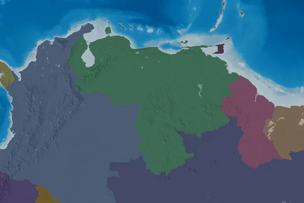 Расширенная Территория Венесуэлы Цветная Карта Высоты Рендеринг — стоковое фото
