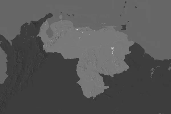 Forma Venezuela Separada Pela Dessaturação Áreas Vizinhas Mapa Elevação Bilevel — Fotografia de Stock
