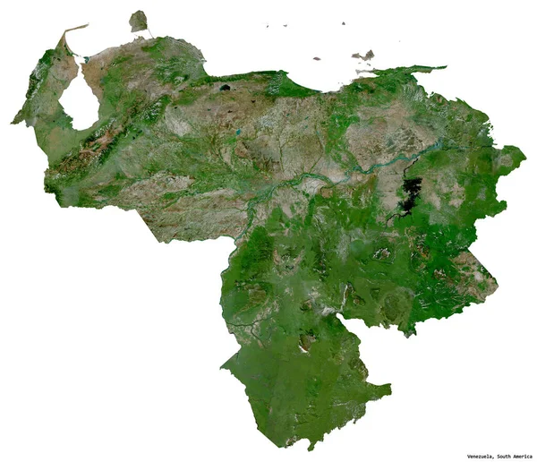 Tvar Venezuely Hlavním Městem Izolovaným Bílém Pozadí Satelitní Snímky Vykreslování — Stock fotografie