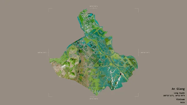 越南安江地区 在一个地理参考方块中 背景坚实 与世隔绝 卫星图像 3D渲染 — 图库照片