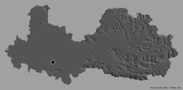 越南白江的形状 其首都以纯色背景隔离 Bilevel高程图 3D渲染 — 图库照片