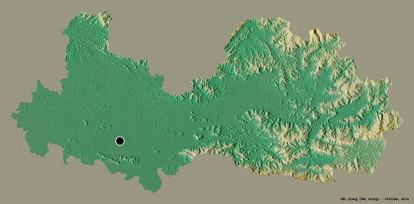 越南白江的形状 其首都以纯色背景隔离 地形浮雕图 3D渲染 — 图库照片