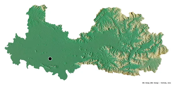 白の背景にその資本金で ベトナムの省 バックGiangの形状 地形図 3Dレンダリング — ストック写真