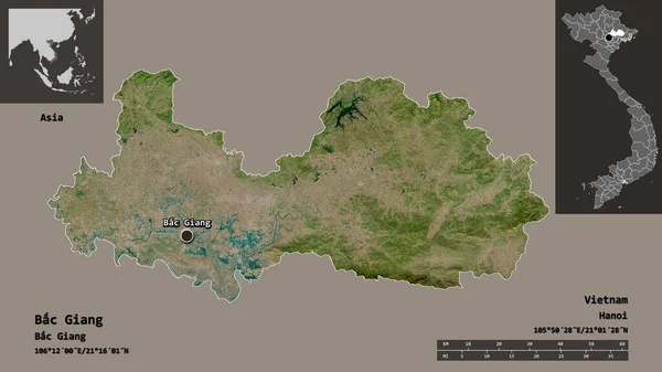 Bentuk Bac Giang Provinsi Vietnam Dan Ibukotanya Skala Jarak Pratinjau — Stok Foto