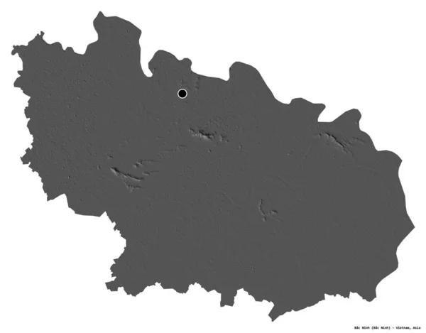 白の背景にその資本金で ベトナムの省 バックニンビンの形状 標高マップ 3Dレンダリング — ストック写真