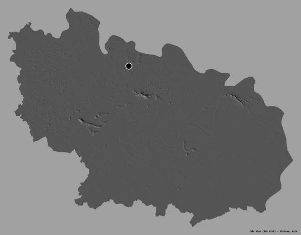 越南Bac Ninh的形状 其首都以纯色背景隔离 Bilevel高程图 3D渲染 — 图库照片