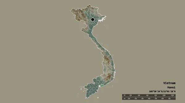 Forme Désaturée Vietnam Avec Capitale Principale Division Régionale Région Séparée — Photo