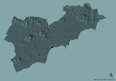 Binh Thuan 'ın şekli, Vietnam eyaleti, başkenti katı bir renk arkaplanı ile izole edilmiş. Renkli yükseklik haritası. 3B görüntüleme