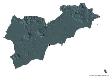 Binh Thuan, Vietnam eyaleti, başkenti beyaz arka planda izole edilmiş. Renkli yükseklik haritası. 3B görüntüleme