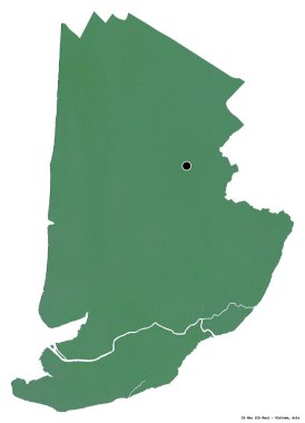 Beyaz arka planda başkenti izole edilmiş Ca Mau, Vietnam vilayeti. Topografik yardım haritası. 3B görüntüleme