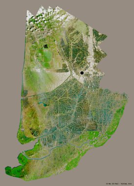 Vietnam vilayeti Ca Mau 'nun şekli, başkenti koyu renk arka planda izole edilmiş. Uydu görüntüleri. 3B görüntüleme