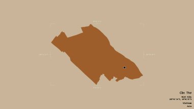 Can Tho bölgesi, Vietnam şehri, jeoreferatlı bir sınır kutusunda sağlam bir arka planda izole edilmiş. Etiketler. Desenli dokuların bileşimi. 3B görüntüleme