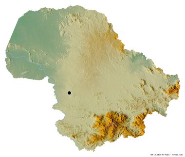 Beyaz arka planda başkenti izole edilmiş olan ak Lak, Vietnam vilayeti. Topografik yardım haritası. 3B görüntüleme