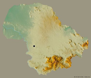 Ak Lak 'ın şekli, Vietnam eyaleti, başkenti katı bir renk arkaplanı ile izole edilmiş. Topografik yardım haritası. 3B görüntüleme