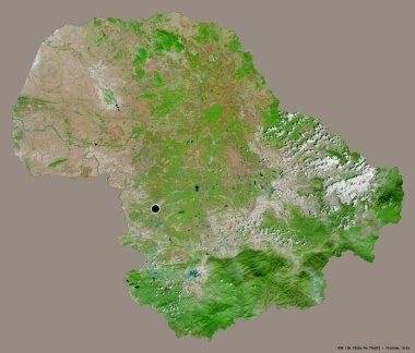 Ak Lak 'ın şekli, Vietnam eyaleti, başkenti katı bir renk arkaplanı ile izole edilmiş. Uydu görüntüleri. 3B görüntüleme