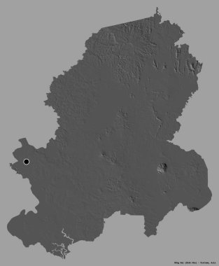 Vietnam vilayeti ong Nai 'nin şekli, başkenti katı bir renk arkaplanı ile izole edilmiştir. Çift seviyeli yükseklik haritası. 3B görüntüleme