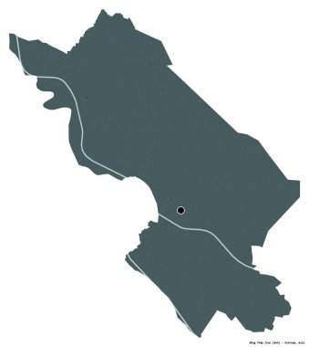 Beyaz arka planda başkenti izole edilmiş, Vietnam eyaleti ong Thap 'ın şeklidir. Renkli yükseklik haritası. 3B görüntüleme