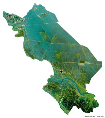 Beyaz arka planda başkenti izole edilmiş, Vietnam eyaleti ong Thap 'ın şeklidir. Uydu görüntüleri. 3B görüntüleme