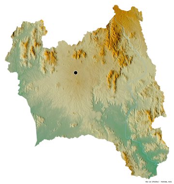 Gia Lai 'nin şekli, Vietnam vilayeti, başkenti beyaz arka planda izole edilmiş. Topografik yardım haritası. 3B görüntüleme