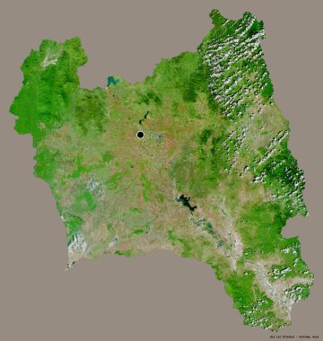 Gia Lai 'nin görüntüsü, Vietnam vilayeti, başkenti katı bir renk arkaplanı ile izole edilmiş. Uydu görüntüleri. 3B görüntüleme