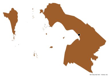 Vietnam vilayeti Kien Giang 'ın beyaz arka planda bulunan başkenti. Desenli dokuların bileşimi. 3B görüntüleme