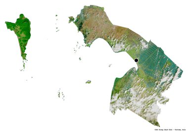 Vietnam vilayeti Kien Giang 'ın beyaz arka planda bulunan başkenti. Uydu görüntüleri. 3B görüntüleme