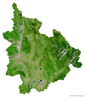 Vietnam 'ın başkenti Kon Tum' un beyaz arka planda izole edilmiş hali. Uydu görüntüleri. 3B görüntüleme