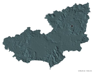 Beyaz arka planda başkenti izole edilmiş, Vietnam vilayeti Lam ong 'un şeklidir. Renkli yükseklik haritası. 3B görüntüleme