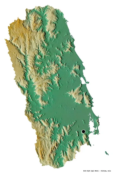 ベトナムの省ビンズイン県の形で その首都は白い背景に隔離されています 地形図 3Dレンダリング — ストック写真