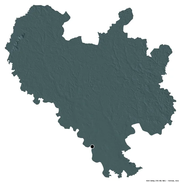 越南平东的形状 其首都被白色背景隔离 彩色高程图 3D渲染 — 图库照片