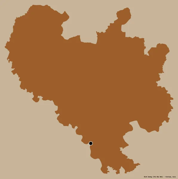 ベトナムの省 ビンズオン省の形状は その資本金でしっかりとした色の背景に隔離されています パターン化されたテクスチャの構成 3Dレンダリング — ストック写真