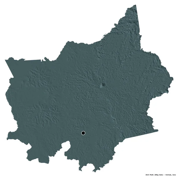 ベトナムの省 ビンフォック省の形で その首都は白い背景に隔離されています 色の標高マップ 3Dレンダリング — ストック写真