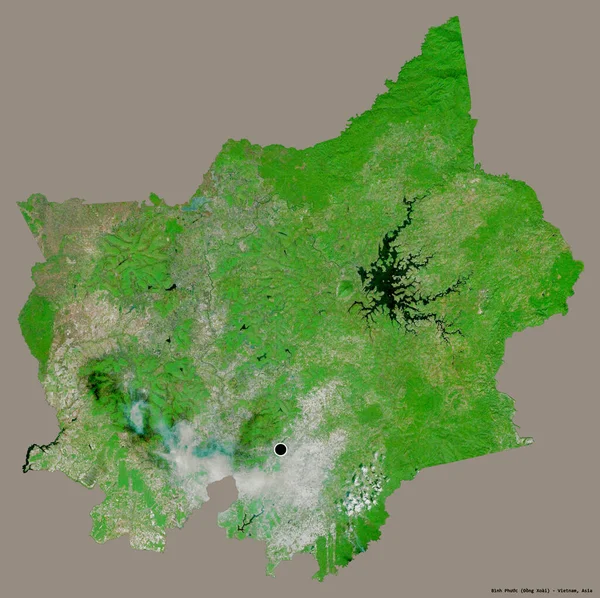 越南平化省的形状 其首都以纯色背景隔离 卫星图像 3D渲染 — 图库照片