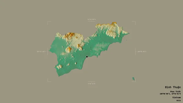 越南平川地区 在一个地理参考方块中 背景坚实 与世隔绝 地形浮雕图 3D渲染 — 图库照片