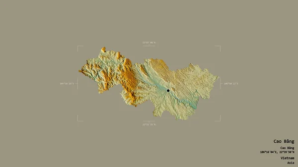Area Cao Bang Province Vietnam Isolated Solid Background Georeferenced Bounding — Stock Photo, Image