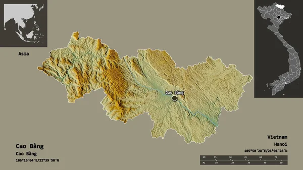 Форма Цао Бана Провинции Вьетнам Столицы Шкала Расстояний Предварительные Просмотры — стоковое фото