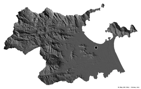 ベトナムの都市ナンの形で 首都は白い背景に孤立しています 標高マップ 3Dレンダリング — ストック写真