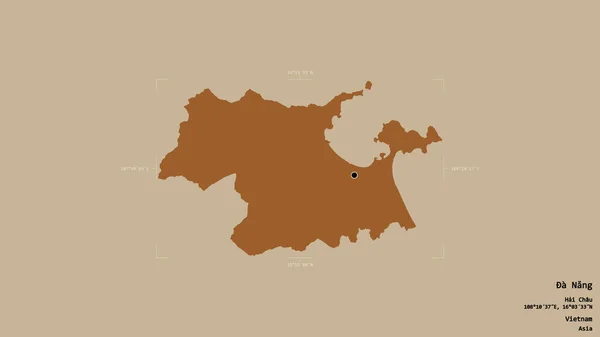Територія Нанг Міста Єтнам Ізольована Твердому Тлі Геодезичній Обмежувальній Коробці — стокове фото