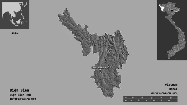 Forma Ien Bien Província Vietnã Sua Capital Escala Distância Previews — Fotografia de Stock