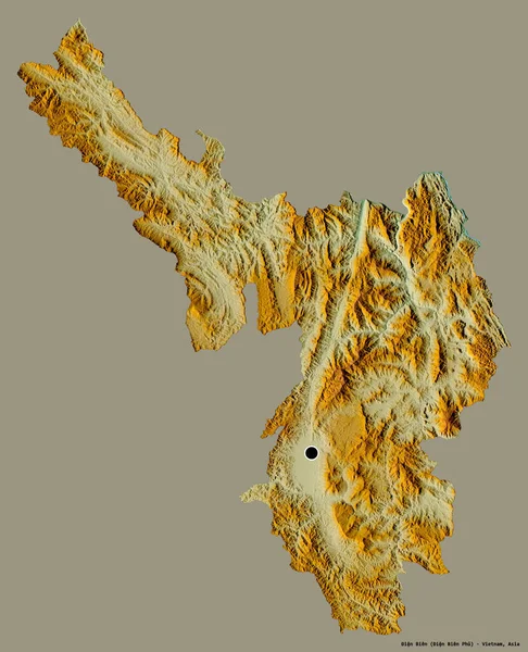 越南的延边形状 其首都以纯色背景隔离 地形浮雕图 3D渲染 — 图库照片