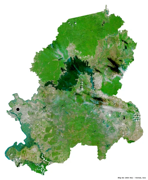 ベトナムの省であるOng Naiの形で 首都は白い背景に孤立しています 衛星画像 3Dレンダリング — ストック写真