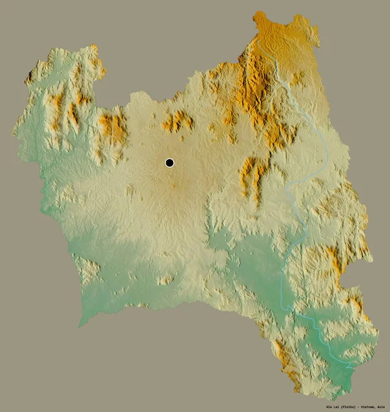 Forma Gia Lai Província Vietnã Com Sua Capital Isolada Fundo — Fotografia de Stock