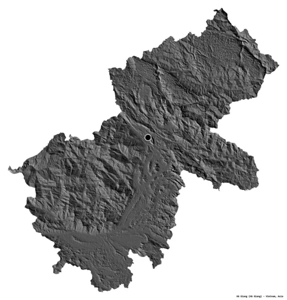 越南夏江的形状 其首都被白色背景隔离 Bilevel高程图 3D渲染 — 图库照片