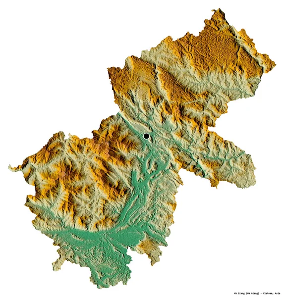 越南夏江的形状 其首都被白色背景隔离 地形浮雕图 3D渲染 — 图库照片