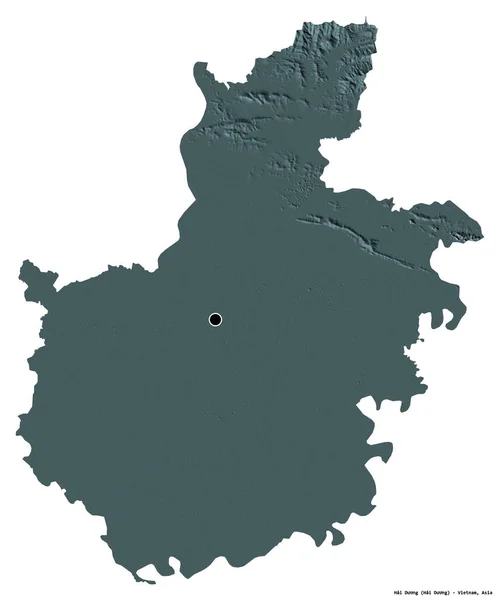 越南海东的形状 其首都被白色背景隔离 彩色高程图 3D渲染 — 图库照片