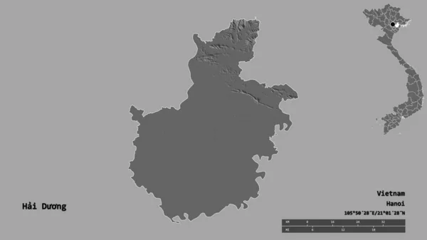 Kształt Hai Duong Prowincja Wietnamu Swoim Kapitałem Odizolowanym Solidnym Tle — Zdjęcie stockowe