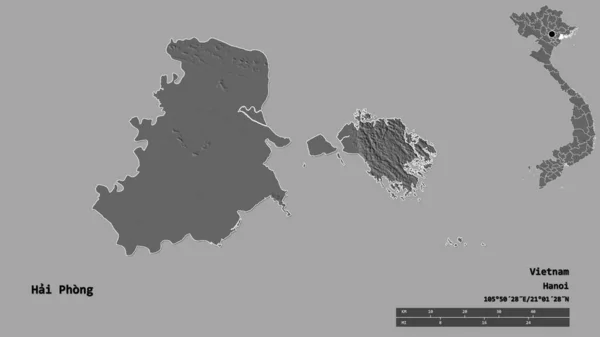 Bentuk Hai Phong Kota Vietnam Dengan Ibukotanya Terisolasi Dengan Latar — Stok Foto