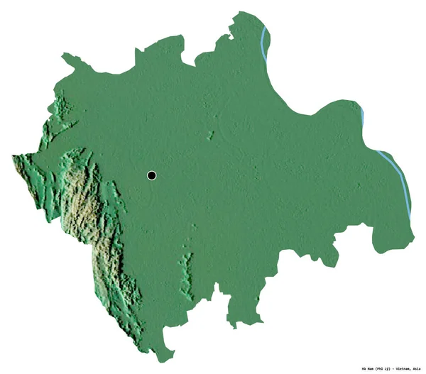 ベトナムの省 ハナムの形で その首都は白い背景に隔離されています 地形図 3Dレンダリング — ストック写真